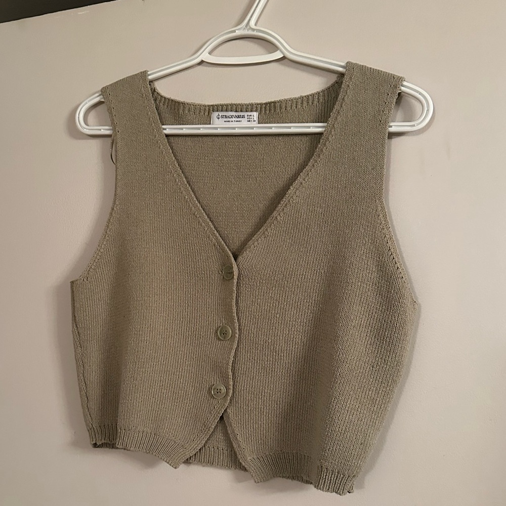 Stradivarius Light Green Knit Vest